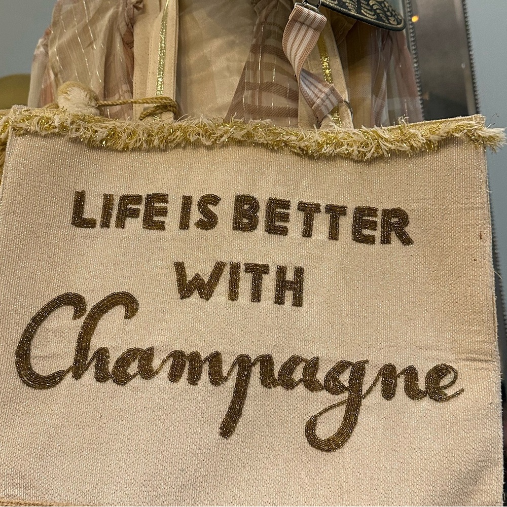 Chic Canvas Tote with Champagne Quote